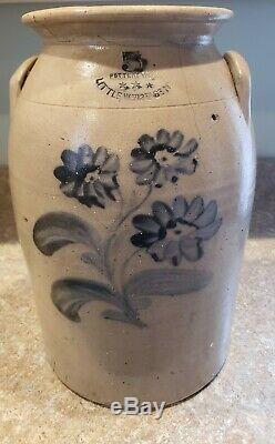 Antique Stoneware decorated Crock/ LITTLE W ST 12TH ST NY/EXTREMELY RARE TO FIND
