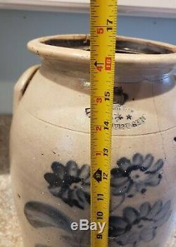 Antique Stoneware decorated Crock/ LITTLE W ST 12TH ST NY/EXTREMELY RARE TO FIND
