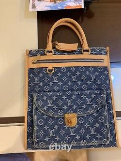 Authentic Louis Vuitton Blue Denim Monogram Sac Plat Bag. Extremely Rare