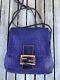 Authentic Vintage FENDI Mamma Baguette Zucchino Canvas BagExtremely Rare Blue