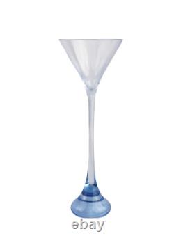 Baccarat Light Blue Martini Glass With Star Etching Tall 10.25 Extremely Rare