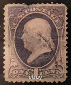 Ben Franklin Used Early 1800's One Cent Light Blue Stamp Extremely Rare