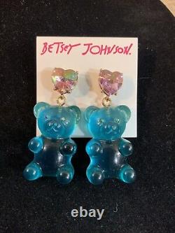 Betsey Johnson Blue Gummy Bear Earrings Extremely Rare- DP4