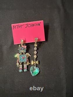 Betsey Johnson Blue Robot Earrings Extremely Rare- 13