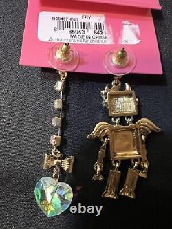 Betsey Johnson Blue Robot Earrings Extremely Rare- 13