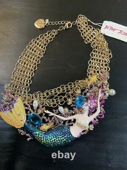 Betsey Johnson Crabby Couture Mermaid Statement Necklace Extremely Rare R4