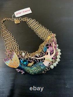 Betsey Johnson Crabby Couture Mermaid Statement Necklace Extremely Rare R4