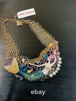 Betsey Johnson Crabby Couture Mermaid Statement Necklace Extremely Rare R4