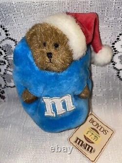 Boyd's Bear Mini blue m&m Santa St kringlepeeker Plush Ornament Extremely Rare