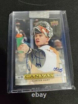 Carter Hart 2019-20 UD Clear Cut CANVAS Auto Blue Inks /25 Flyers EXTREMELY RARE
