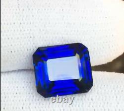 Ceylon 10ct Royal Blue Sapphire Loupe Clean Emerald Cut Faceted Extremely Rare