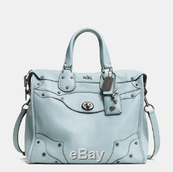Coach Rhyder 33 Soft Leather XL Satchel Bag baby PALE BLUE EXTREMELY RARENEW