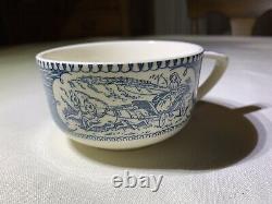 Currier & Ives Blue Royal China Extremely Rare Indented Luncheon Plate with Cup