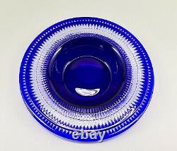 Dorflinger Renaissance Cobalt Cut to Clear Plate and Bowl EXTREMELY Rare Mint