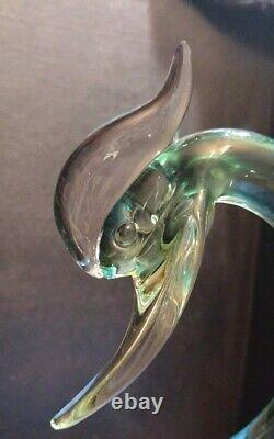 EXTREMELY RARE! 1950's MURANO SEGUSO SWAN SCULPTURE BLUE GREEN VINTAGE GLASS