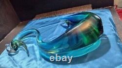 EXTREMELY RARE! 1950's MURANO SEGUSO SWAN SCULPTURE BLUE GREEN VINTAGE GLASS