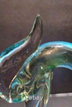 EXTREMELY RARE! 1950's MURANO SEGUSO SWAN SCULPTURE BLUE GREEN VINTAGE GLASS