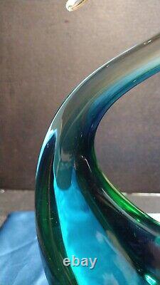 EXTREMELY RARE! 1950's MURANO SEGUSO SWAN SCULPTURE BLUE GREEN VINTAGE GLASS