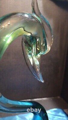 EXTREMELY RARE! 1950's MURANO SEGUSO SWAN SCULPTURE BLUE GREEN VINTAGE GLASS