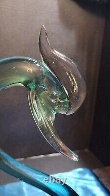 EXTREMELY RARE! 1950's MURANO SEGUSO SWAN SCULPTURE BLUE GREEN VINTAGE GLASS