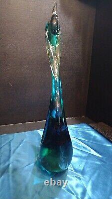 EXTREMELY RARE! 1950's MURANO SEGUSO SWAN SCULPTURE BLUE GREEN VINTAGE GLASS