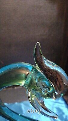 EXTREMELY RARE! 1950's MURANO SEGUSO SWAN SCULPTURE BLUE GREEN VINTAGE GLASS