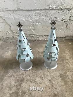 EXTREMELY RARE 2007 Starbucks Powder Blue 19 Tall Trees Store Display Set Of 2