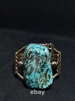 EXTREMELY RARE AMERICAN JEWELRY HANDMADE STERLING SILVER TURQUOISE Vtg Bracelet