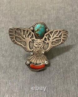 EXTREMELY RARE American Turquoise 925 Sterling Silver Eagle Size 9.5 Solid Ring