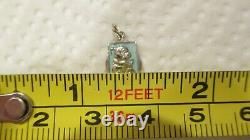 EXTREMELY RARE Antique Sterling Silver Blue Guilloche Dog Playing Trumpet Charm