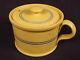 EXTREMELY RARE BLUE INCISED DOUBLE BAND MUSTARD POT with LID YELLOW WARE MINT