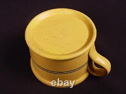 EXTREMELY RARE BLUE INCISED DOUBLE BAND MUSTARD POT with LID YELLOW WARE MINT