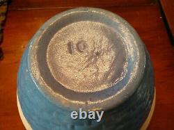EXTREMELY RARE Blue Stoneware BASKETWEAVE PATTERN Mixing Bowl Yelloware