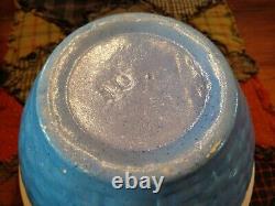 EXTREMELY RARE Blue Stoneware BASKETWEAVE PATTERN Mixing Bowl Yelloware