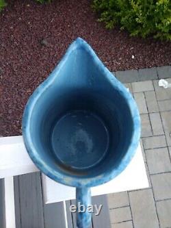 EXTREMELY RARE COLOR Blue On Blue Gray SPONGEWARE Pitcher Stoneware Salt Glaze
