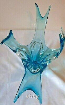 EXTREMELY RARE Chalet Lorraine Art Glass Centerpiece 20inch TRANSLUCIDE BLUE