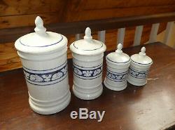 EXTREMELY RARE DEDHAM Kitchen Counter Canister Set Full Size 4-pc