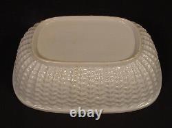 EXTREMELY RARE EARLY 1800s BLUE GLAZE BASKET WEAVE GAME DISH YELLOW WARE MINT