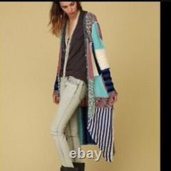EXTREMELY RARE Free People Patchwork Duster XS Patchwork Knit Longline Cardigan