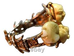 EXTREMELY RARE HAR Oriental Man Double Headed Faux Jade Inset Clamper Bracelet