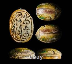 EXTREMELY RARE Scarab Ancient Egypt Artifact Antiquity Ankh and Symbols withCOA