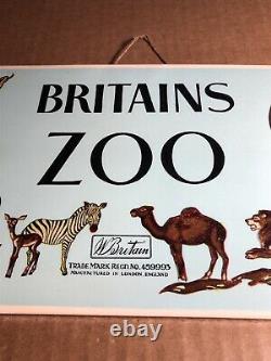 EXTREMELY RARE Shop Display Sign Britains Zoo W Britain Metal withCardboard