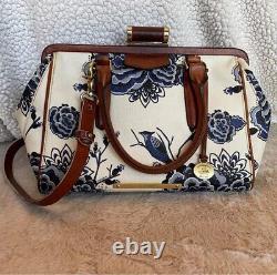 EXTREMELY RARE Vintage Brahmin Frame Satchel in Blue Delft Floral