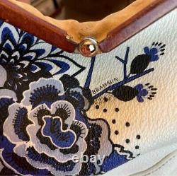 EXTREMELY RARE Vintage Brahmin Frame Satchel in Blue Delft Floral