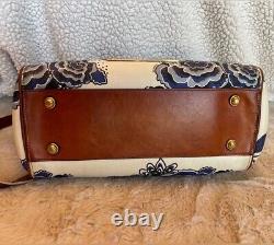 EXTREMELY RARE Vintage Brahmin Frame Satchel in Blue Delft Floral