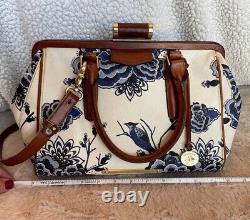 EXTREMELY RARE Vintage Brahmin Frame Satchel in Blue Delft Floral