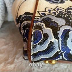 EXTREMELY RARE Vintage Brahmin Frame Satchel in Blue Delft Floral