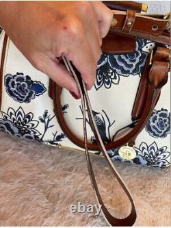 EXTREMELY RARE Vintage Brahmin Frame Satchel in Blue Delft Floral