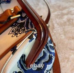 EXTREMELY RARE Vintage Brahmin Frame Satchel in Blue Delft Floral