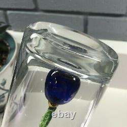 Extremely HTF Rare Cobalt Blue Art Glass Fruit Inside Wine Decanter Bottle